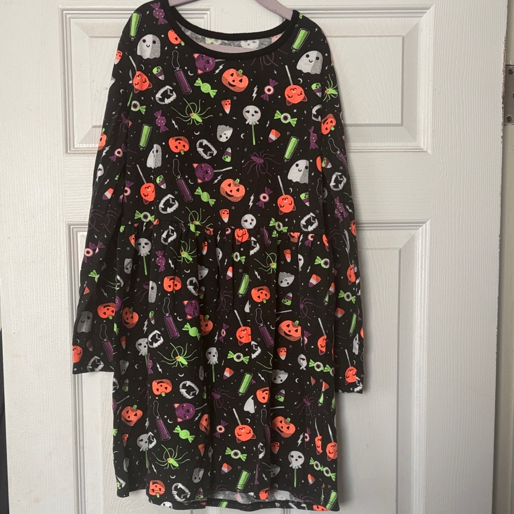 Cat & Jack Girls' Black Halloween Print Costume Dress Size 10-12